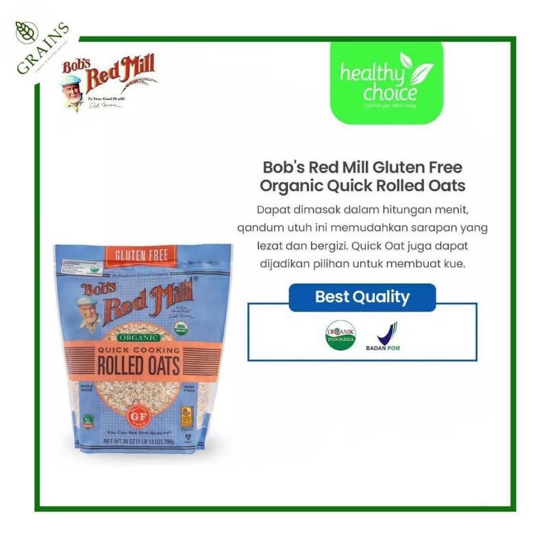 

Bob's Red Mill - Gluten Free Organic Quick Cooking Rolled Oats 794g