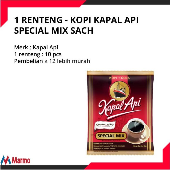 

Kopi Kapal Api Special Mix Sachet 1 Renceng Renteng