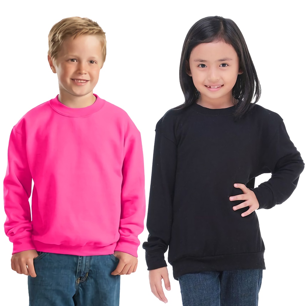 Sweater Polos Anak Unisex Basic Crewneck bahan fleece 1-10 Tahun Switer Anak Polos hoodie anak polos