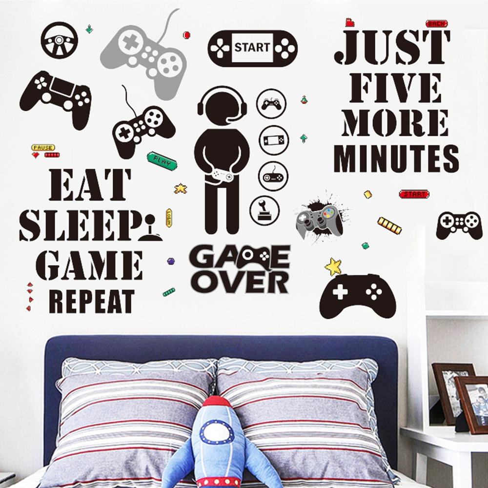 【 ELEGANT 】 Gamer Wall Sticker Party Removable for Bedroom Video Children Game Room Gaming Controller Playroom Decor