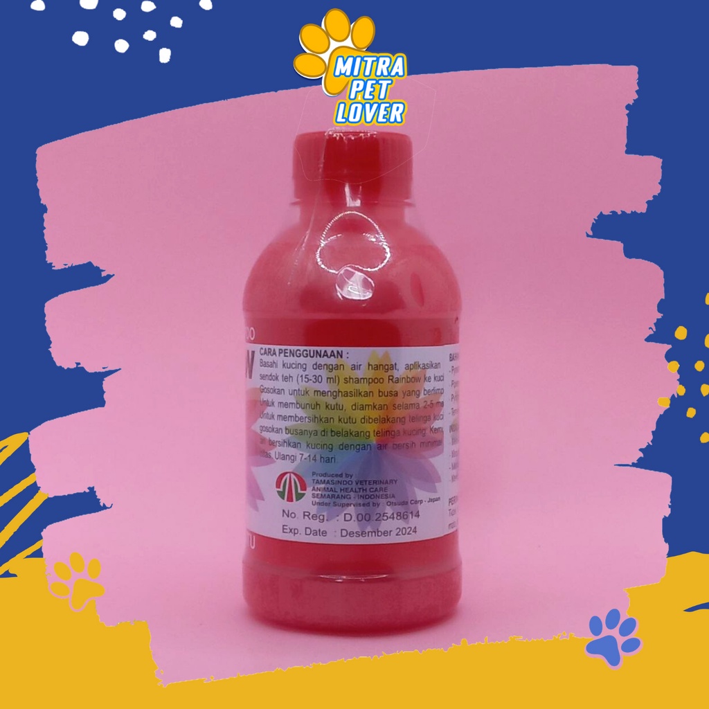 SHAMPO ANTI KUTU KUCING - RAINBOW CAT SHAMPOO ORGANIK 250 ML ORIGINAL - SAMPO AROMA BUNGA KRISAN BULU LEMBUT HARUM WANGI BERSIH PET ANIMAL HEALTHCARE AND VETERINARY TAMASINDO OBAT KESEHATAN DAN VITAMIN TERNAK HEWAN BINATANG PELIHARAAN MITRAPETLOVER