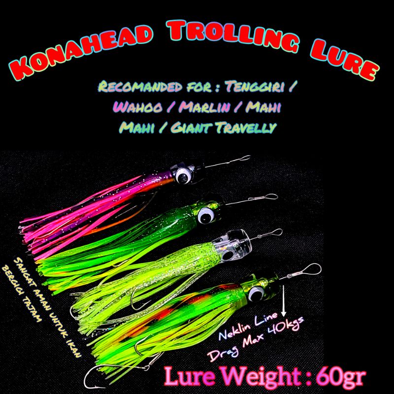 Konahead 60gr trolling lure umpan trolling dengan stainless steel wire anti ikan gigi tajam