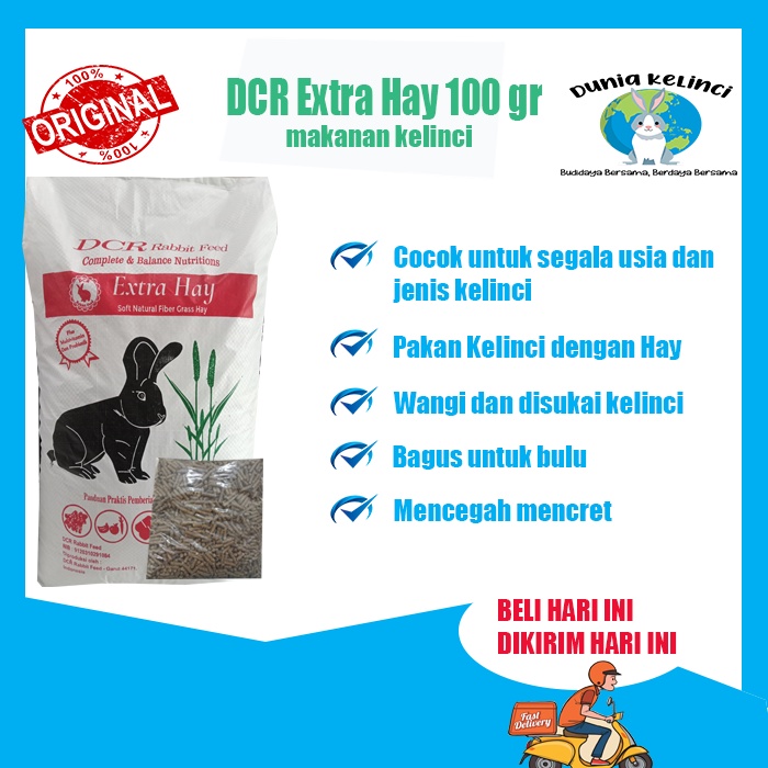 DCR 100 GR EXTRA HAY MAKANAN KELINCI PAKAN PELET RABBIT FOOD