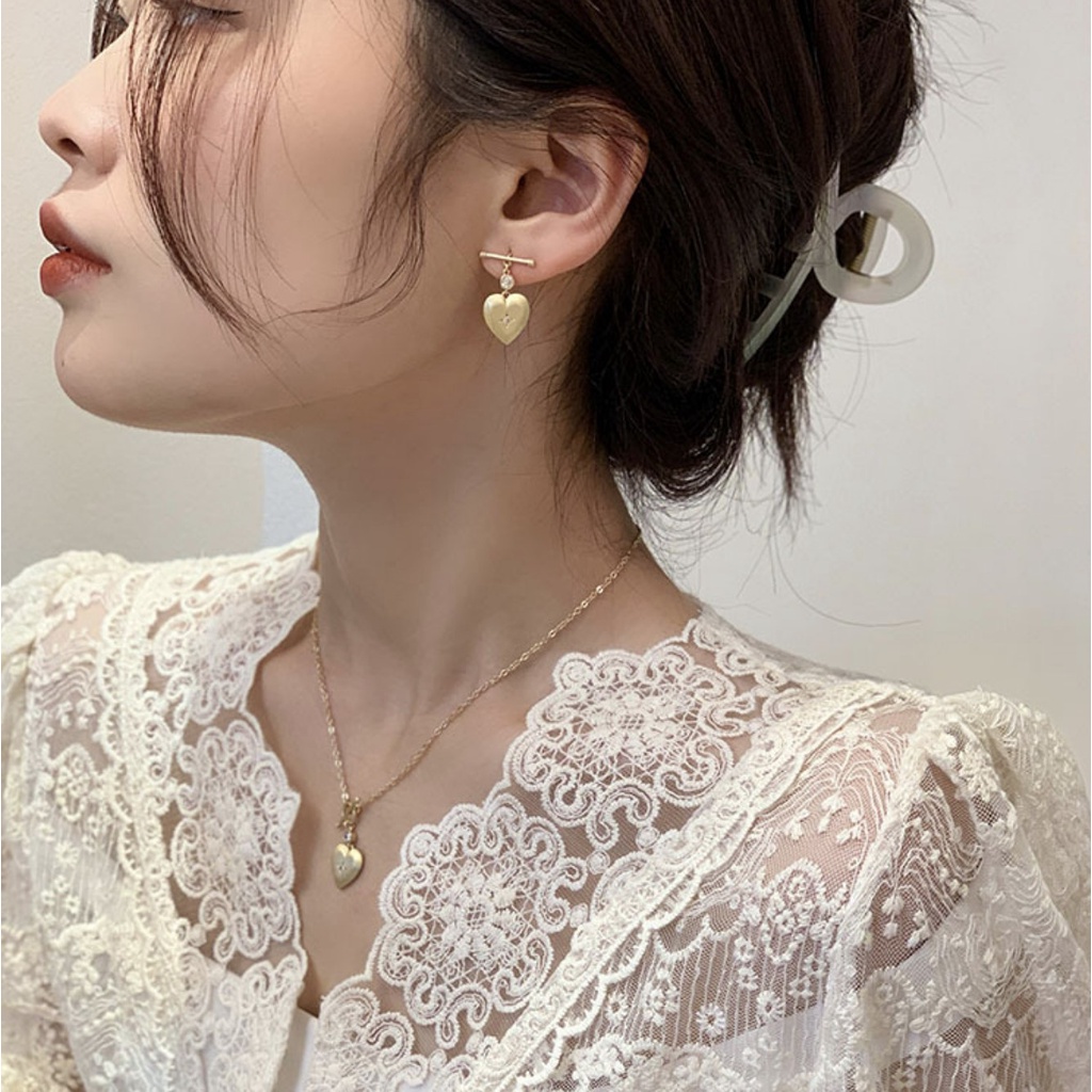 anting s925 hati love summer style stud earrings jan307 (3f4)