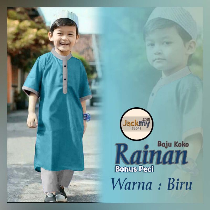Baju koko anak laki laki warna BIRU  Baju Muslim Laki laki warna BIRU