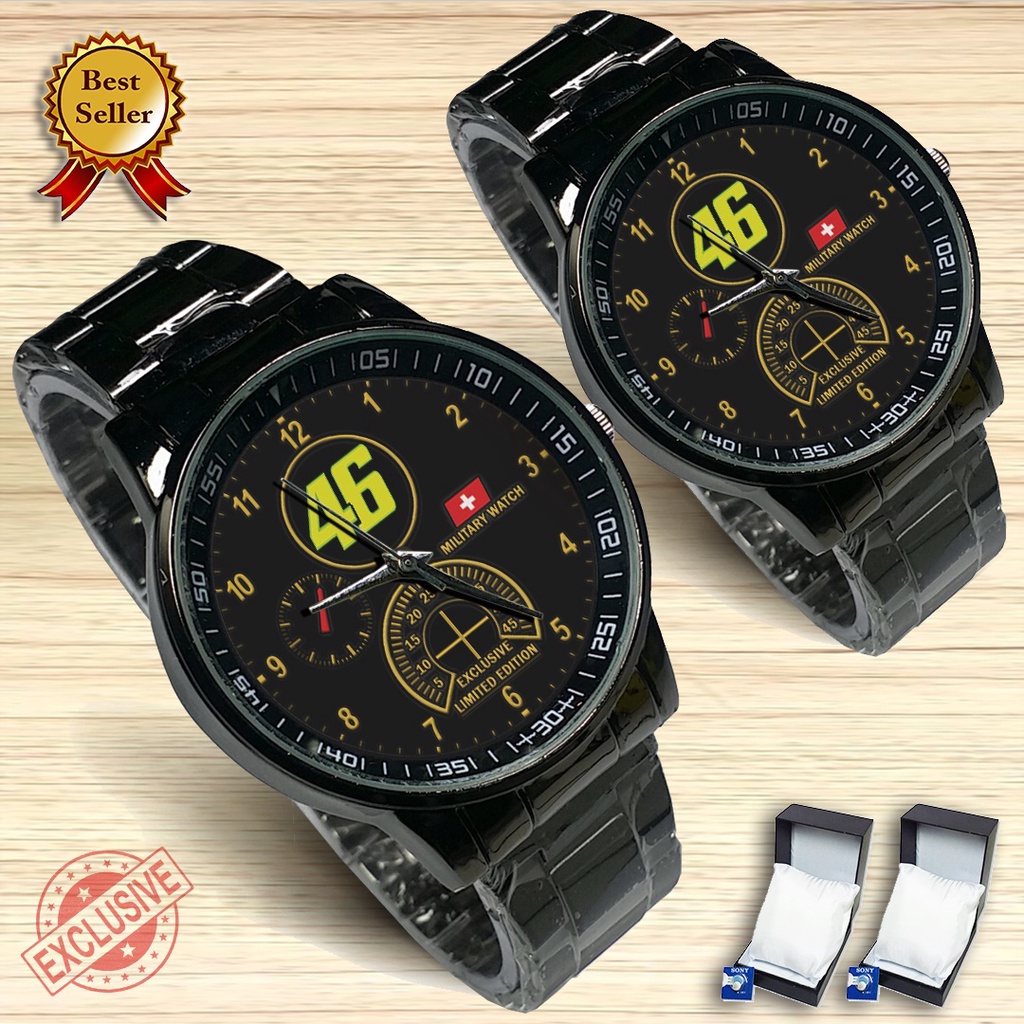 {Exclusive} Jam Tangan Couple VR 46 Valentino Rossi (Satuan/Seapasang)