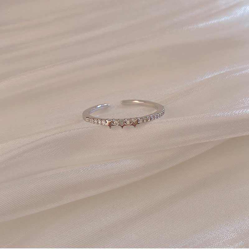 Cincin Sterling Silver S925 Hias Kristal Bintang Berlian Gaya Korea Untuk Wanita