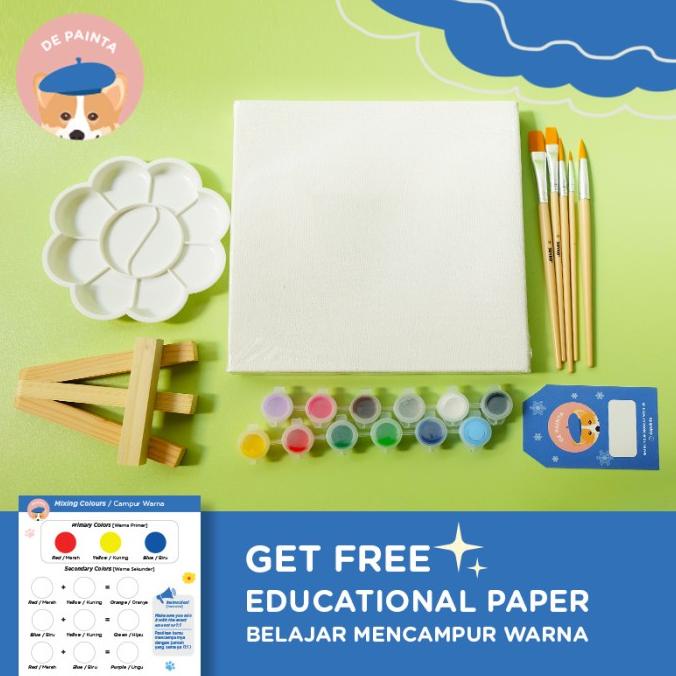 

TERBARUU!! Paket Melukis / Belajar Warna untuk Anak /Set Alat Lukis Anak 1 Kanvas TERLARIS