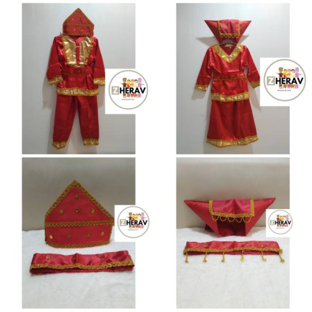 ready stok baju adat pakaian adat busana adat setelan satu set padang anak laki atau  perempuan ukuran S M L XL XXL dewasa