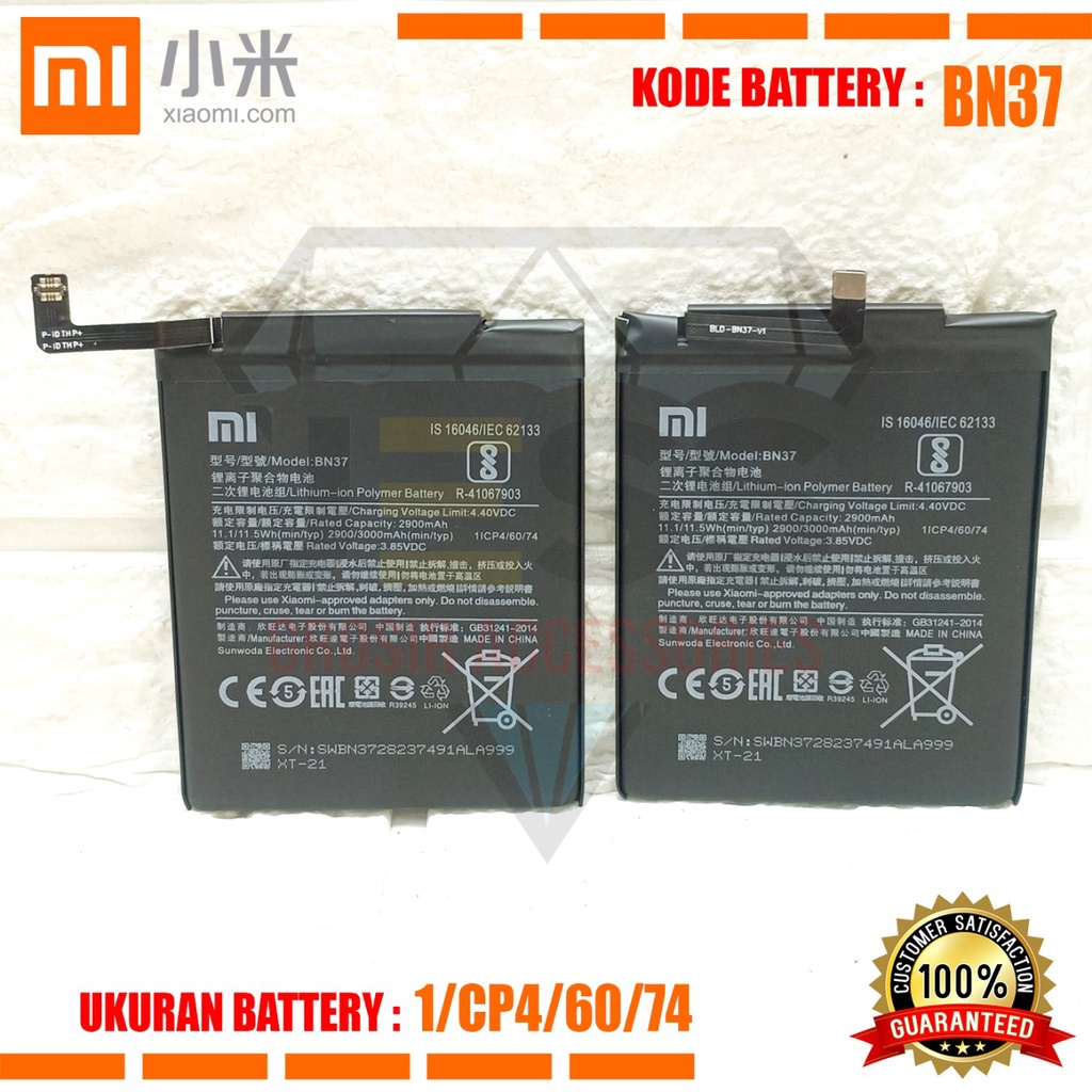 Baterai Battery Original Xiaomi BN37 &amp; BN-37 For Tipe HP Redmi 6 - Redmi 6A - M1804C3DG - M1804C3DI - M1804C3DH - M1804C3CG - M1804C3CE