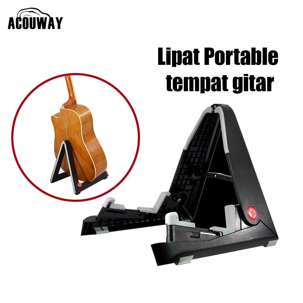 AROMA Lipat Gitar Stand AGS-01 Juga Mendukung Jazz Electric Guitar Bass Akustik Gitar Guitalele Universal