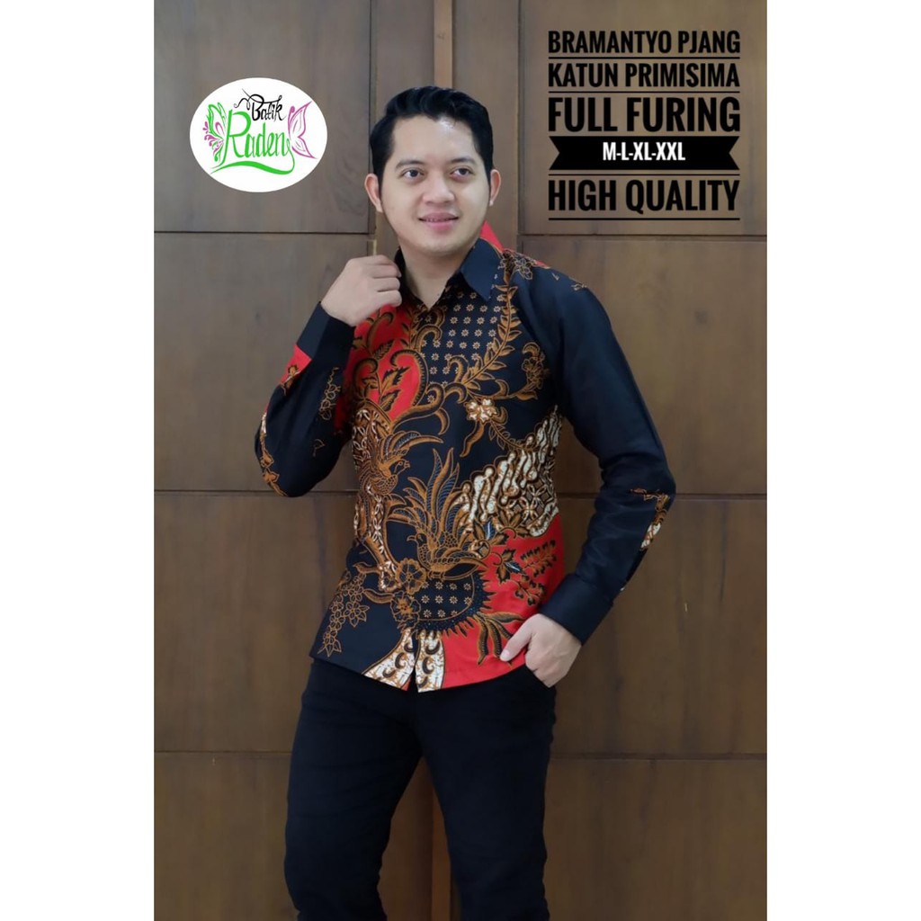 BRAMANTYO Kemeja Batik Pria Lengan Panjang Katun Halus FULL FURING Batik Raden