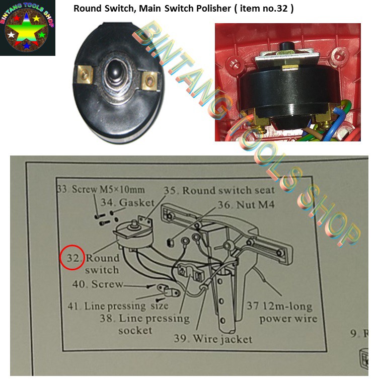 Spare Part Polisher Round Switch Main Master Switch Mesin Poles Lantai