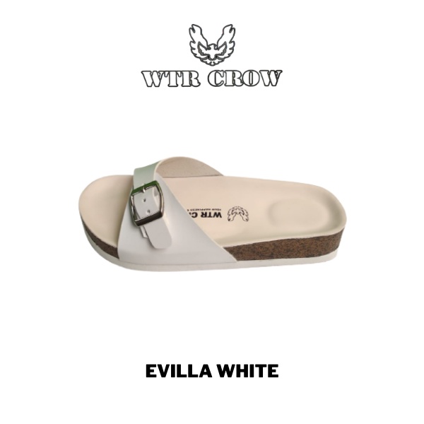 Sandal Selop Wanita Kekinian, Sandal Slide Wanita Santai, Sandal Wanita Slide Slip on, Putih, EVILLA