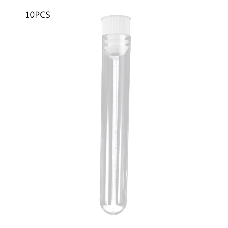 Mary 10pc 16x100mm Tabung Reaksi Plastik Dengan Tutup Bening Berbentuk U Bawah Untuk Percobaan