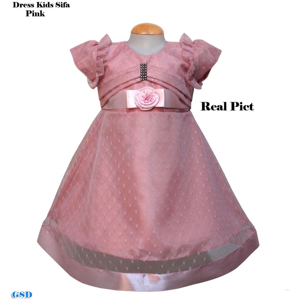 Dress Kids Sifa/Gaun Pesta Motif Pita/ Baju Anak Good Premium/ Baju Pesta Bayi Best Seller