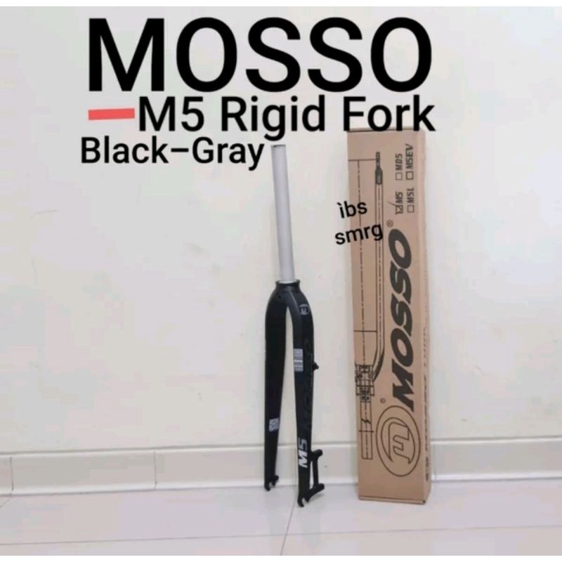 Fork Rigid Mosso M5 Black Red black grey Hitam Merah hitam abu abu Alloy Alumunium Garpu MTB Sepeda