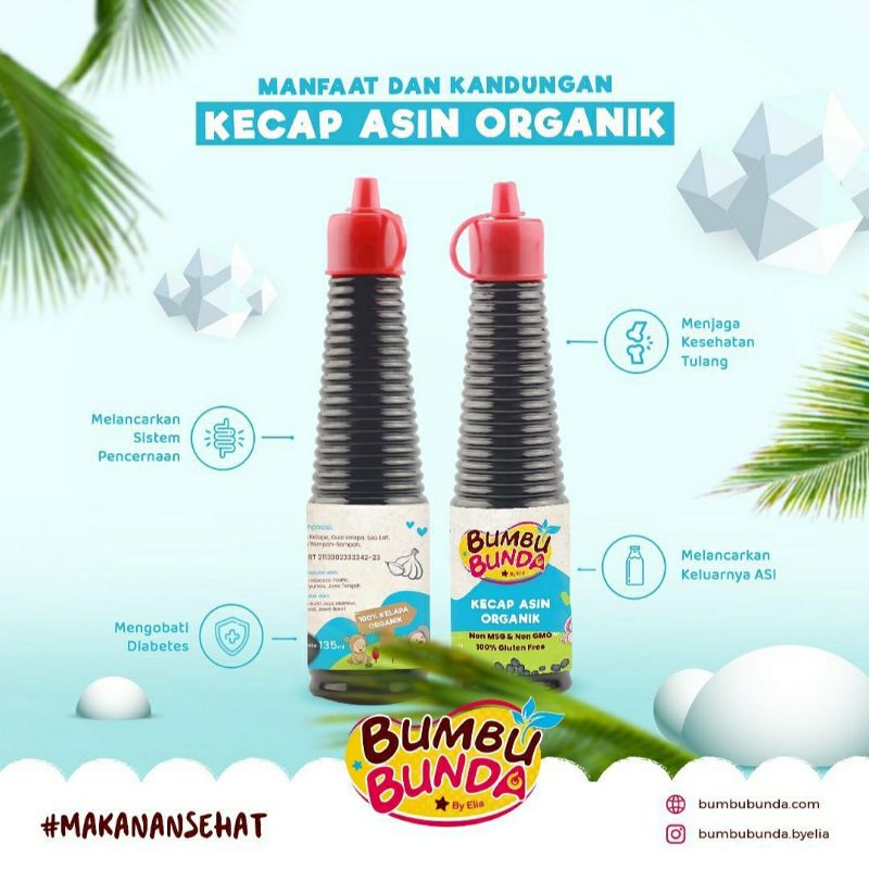 Kecap Sehat Organik 135 140 ml / Bumbu Bunda by Elia / Kecap Manis Kecap Asin MPASI Bayi Anti GTM