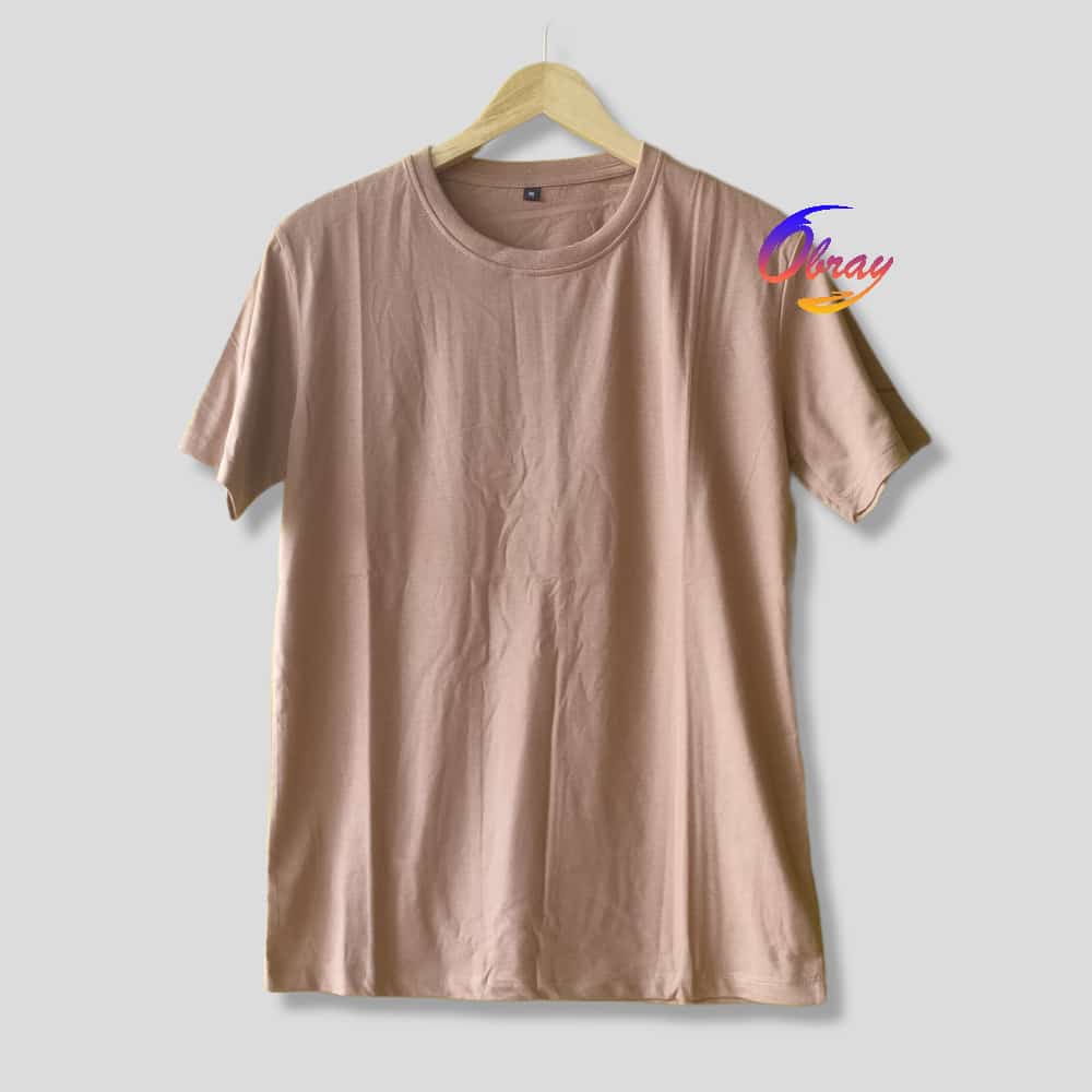 KAOS POLOS COTTON COMBED 24S [Tebal] LENGAN PENDEK Basic Tee Unisex OBRAYSTORE / T-shirt / Kaos Oblong / Baju Polos [Cewe Cowo]-Milk Chocolate