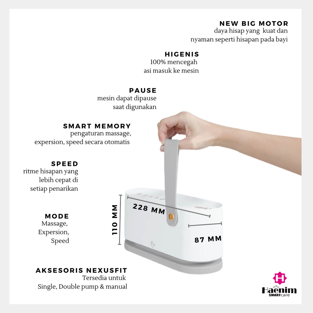 Haenim Pompa ASI Elektrik - 7X White Gray Breastpump Electric Korea - Breast Pump