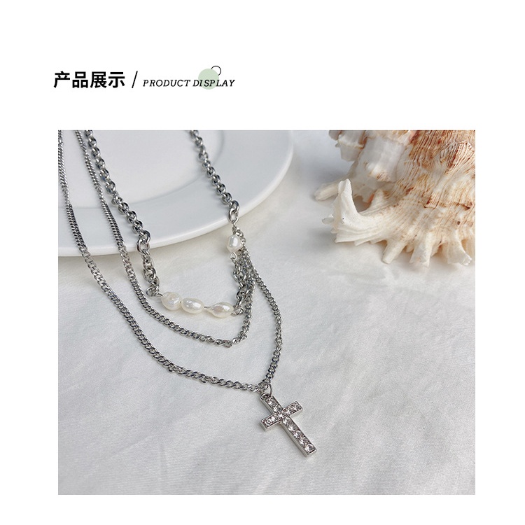 Keren Hip hop multi lapis cross kalung untuk wanita in niche desain musim gugur dan musim dingin swe