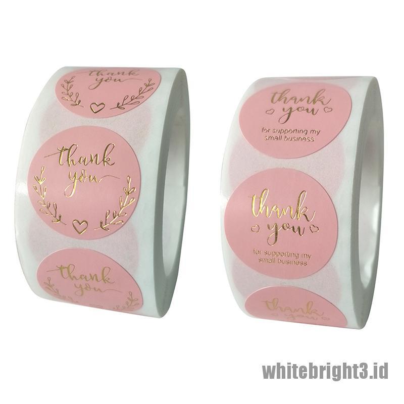 ❤White3 Warna Putih❤ 500pcs Stiker label Segel Tulisan Thank You Warna Pink