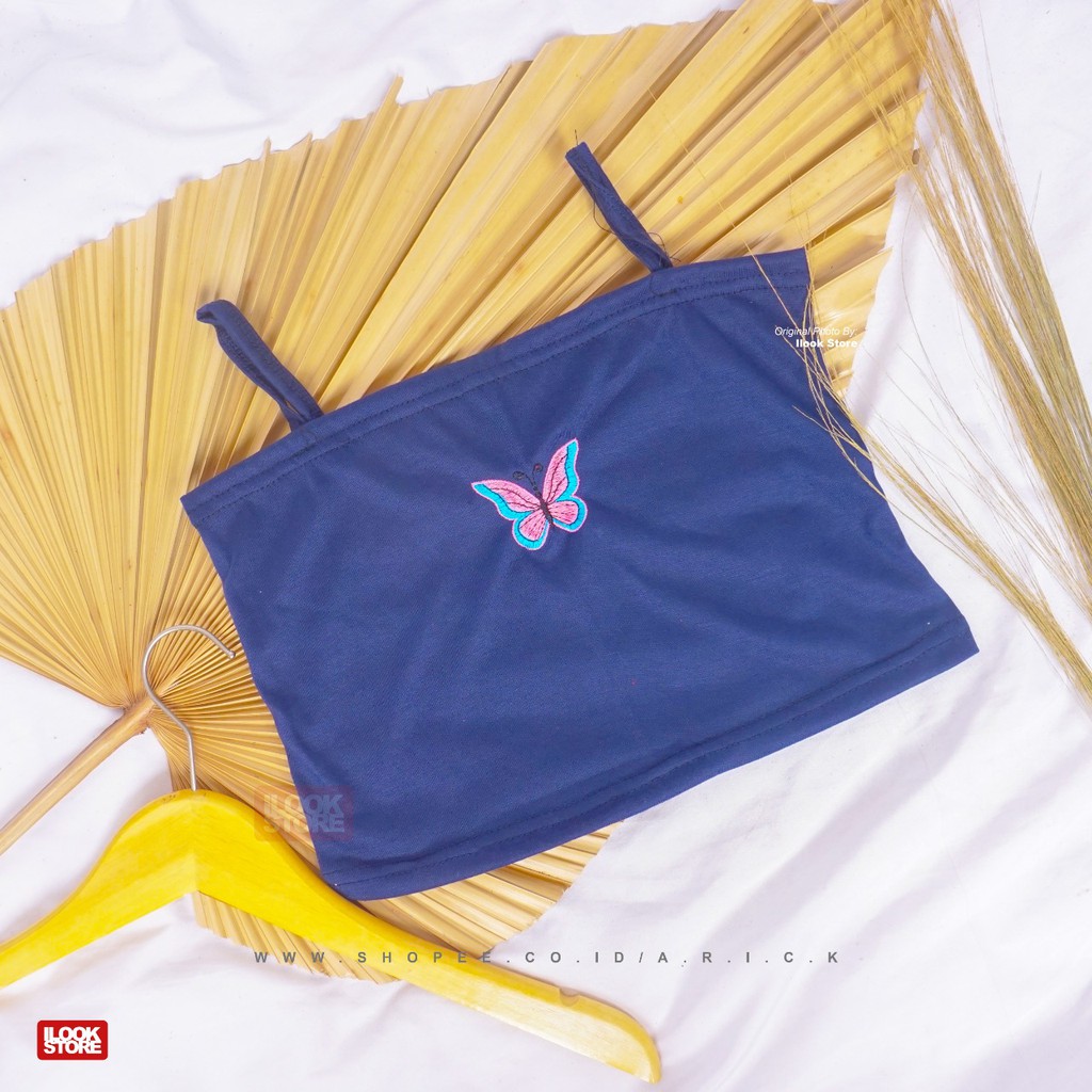 Tanktop ovula butterfly - tanktop wanita - tanktop crop - pakaian dalam - bordir-TT Butterfly - Navy
