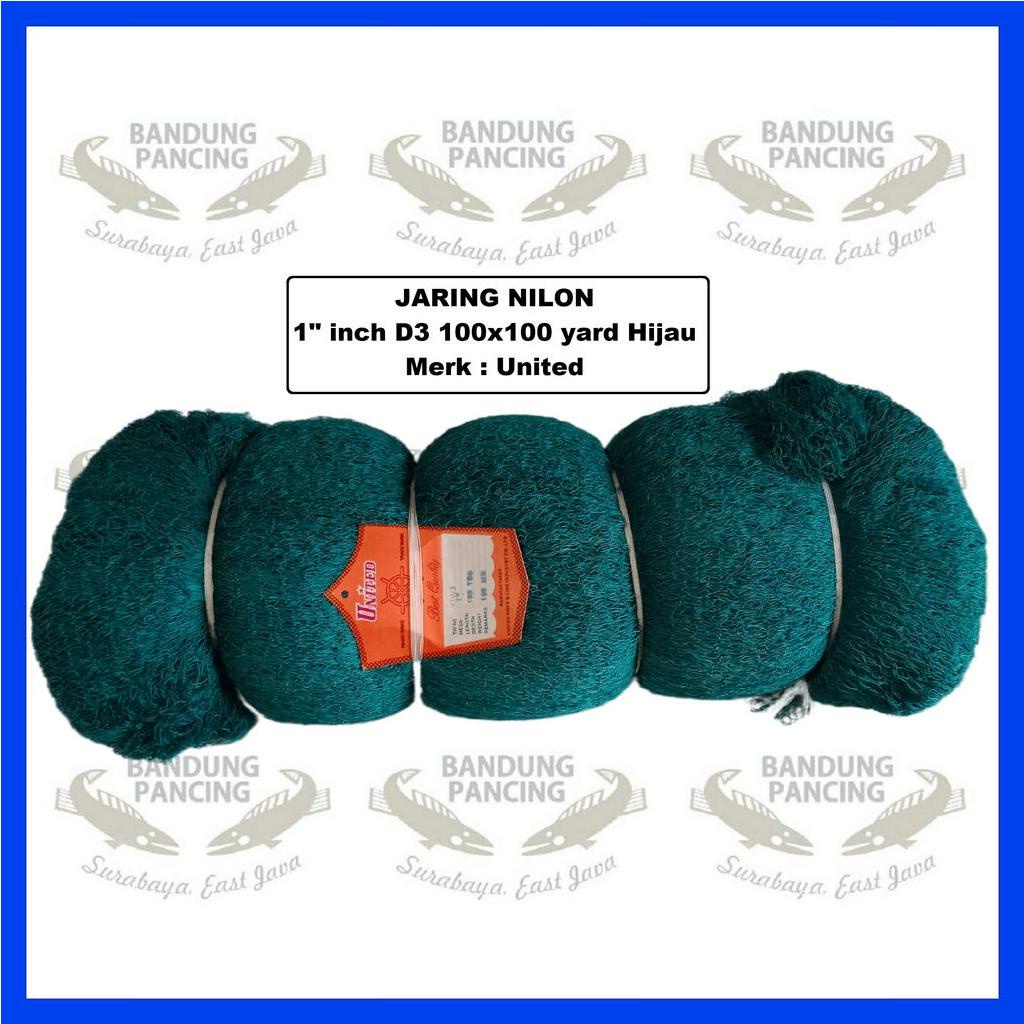 Jaring Nilon 1 inch D3 100x100 yard Hijau United / Jaring Nelayan Pukat nilon 1pcs