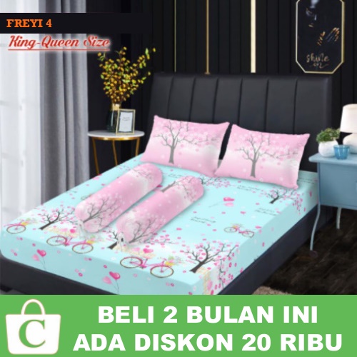 Sprey Seprai Sprei Sepray Motif Pohon Bunga Sakura Ukuran 180x200 160x200 PINK BIRU PUTIH FREYI 4