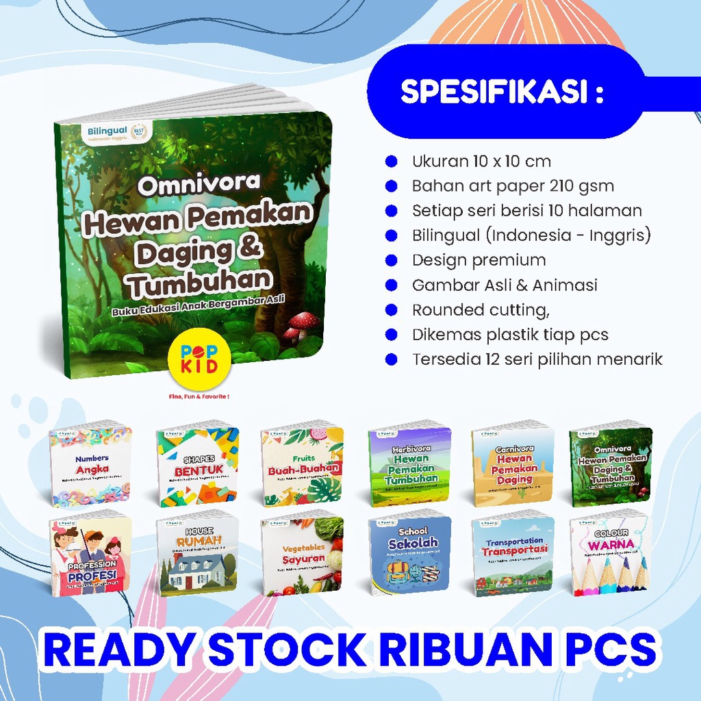 BUKU MINI BOOK PENGENALAN PENGETAHUAN BILINGUAL ANIMASI EDUKASI ANAK BAYI PAUD