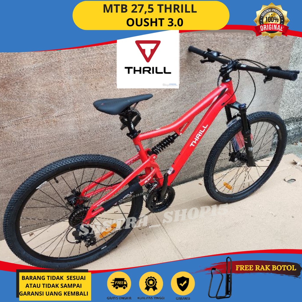 PROMO !!! Sepeda Gunung MTB 27.5 Inch Thrill Oust 3.0 New Alloy 3x7 Speed Full Suspensi