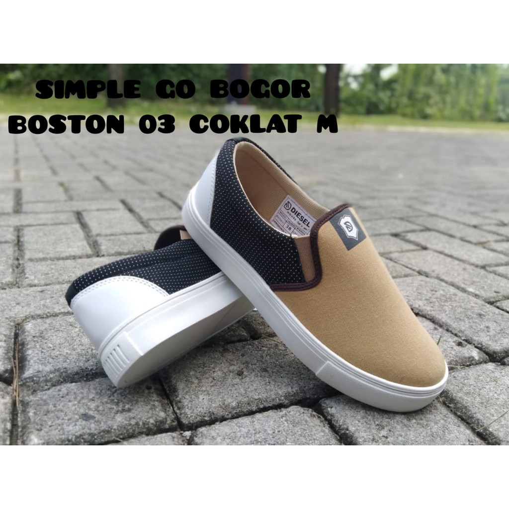 SEPATU SLIP ON PRIA BOSTON DIESEL 03 BAHAN KANVAS INJECT ANTI SELIP 38-43