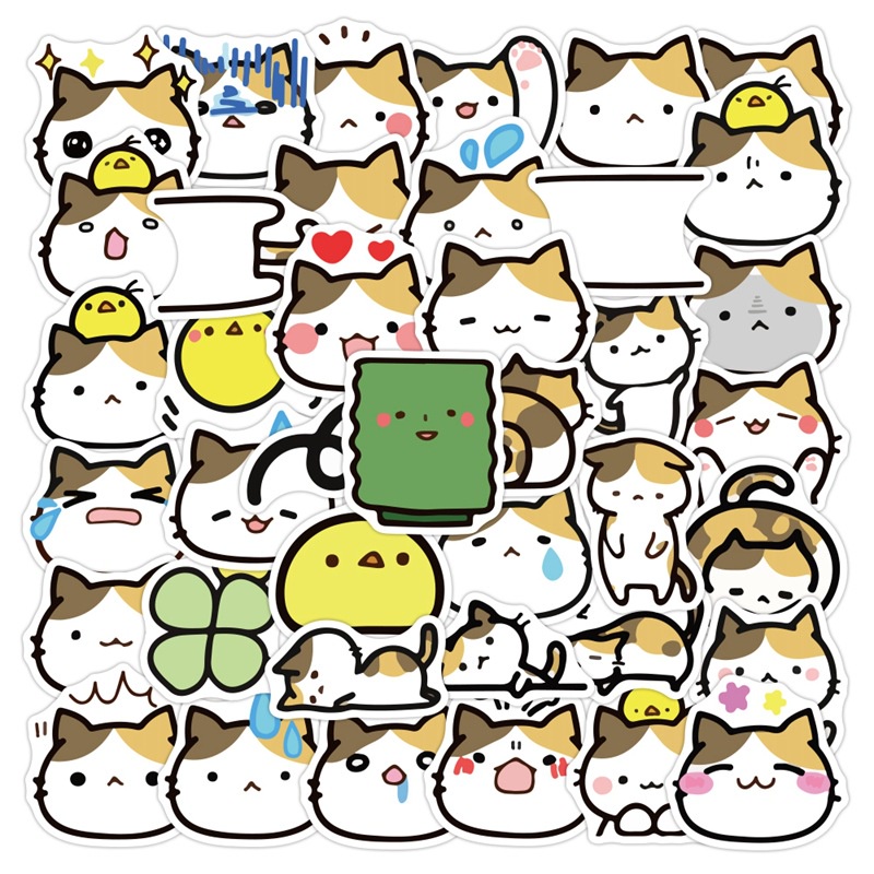 40 buah bunga lucu kain kucing stiker kartun lucu Kitty diary stiker ponsel case tangan Buku stiker