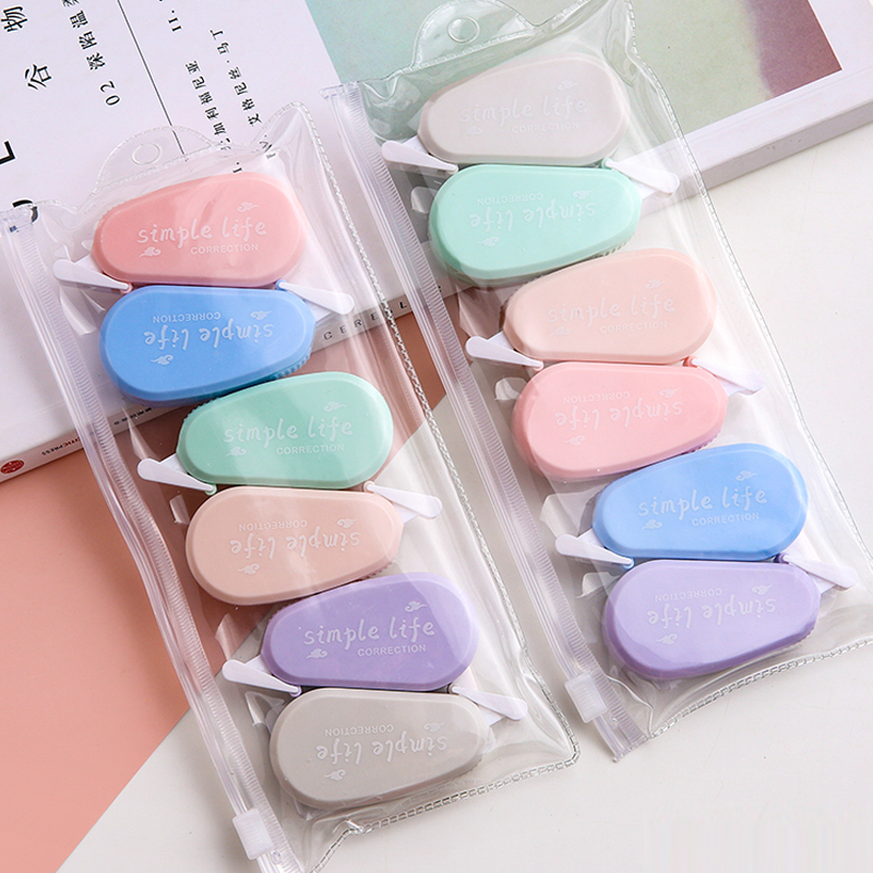 6pcs Correction Tape Kertas Korea Bentuk Macaron Multi Warna Untuk Perlengkapan Sekolahkantor