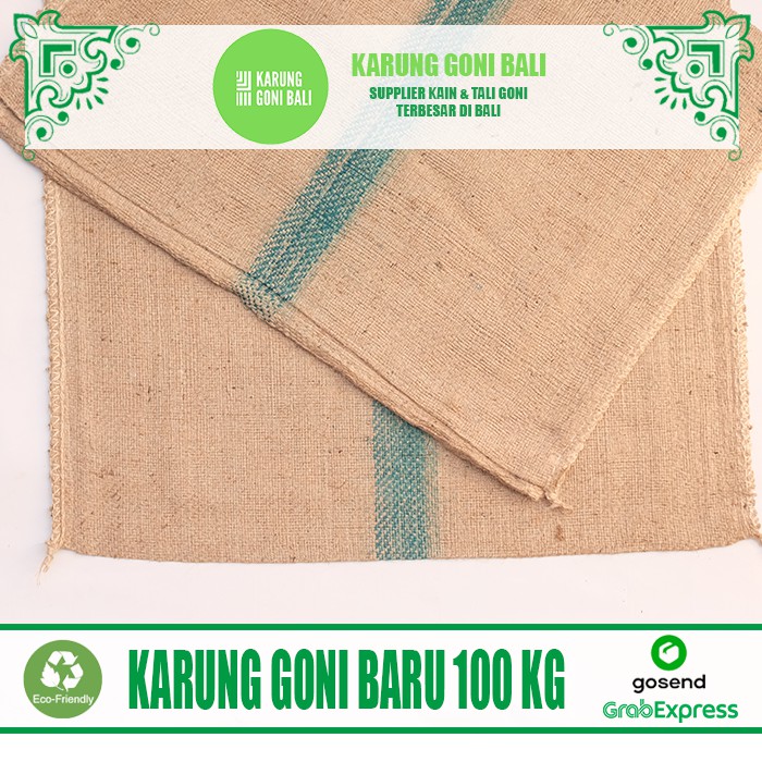 Karung Goni Baru 100 KG - Karung Goni Strip Hijau - Karung Kopi