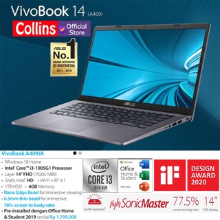 Jual HARGA MURAH LAPTOP ASUS VIVOBOOK A409JA - I3-1005G1 4GB 1TB 14"FHD