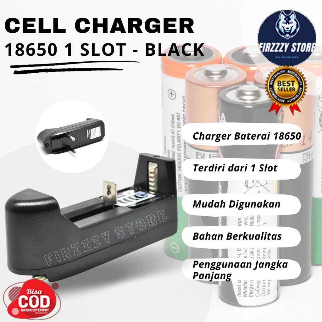 Cell Charger 18650 1 Slot - A-CC-01 - Black