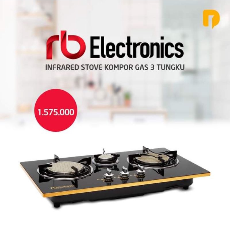 PROMO Kompor Gas Tanam RB Infrared Electronics Infrared  1 tungku, 2 tungku, 3 Tungku
