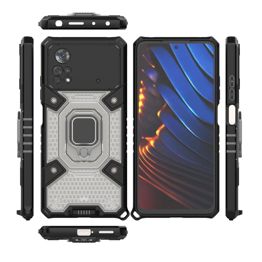 POCO M4 PRO 4G COVER SOFT CASE RUGGED ARMOR CAPSULE RINGSTANDING RING