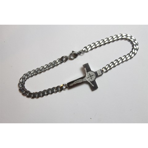 Gelang Titanium Salib Bandul Silver