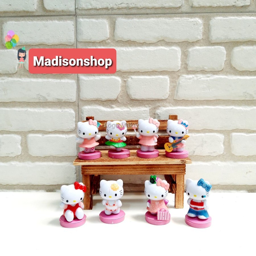 Hello kitty set 8 koleksi figure set kado anak murah cake topper bday