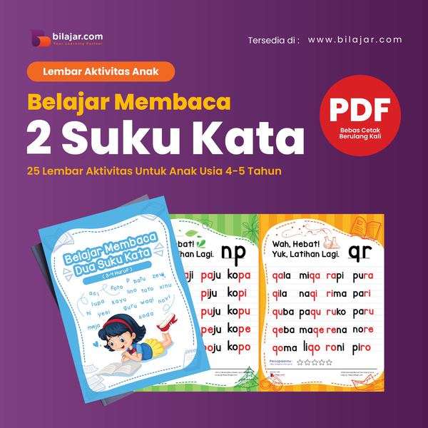 

Bundle Belajar Membaca & Menulis Mulai 1 Suku Kata Hingga 3 Suku Kata