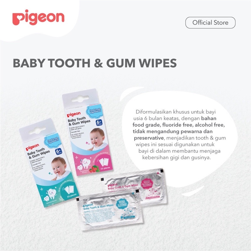 Pigeon Baby Tooth Gum Wipes Tisu Pembersih Gigi Mulut Bayi Foodgrade Aman isi 20pc