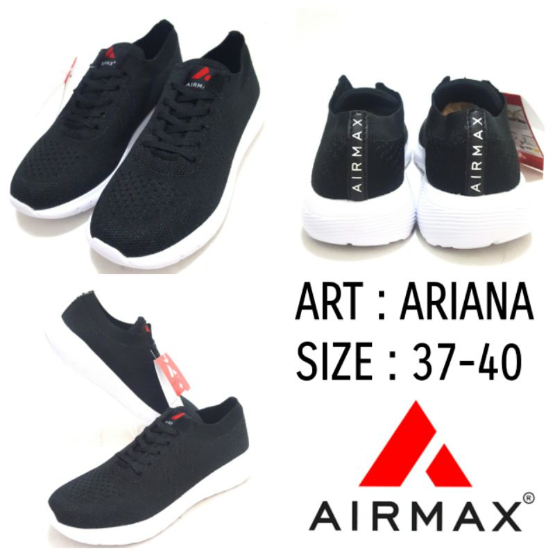 TERBARU SEPATU SEKOLAH / SEPATU FASHION WANITA TERBARU AIRMAX ARIANA HITAM PUTIH SIZE 37-40