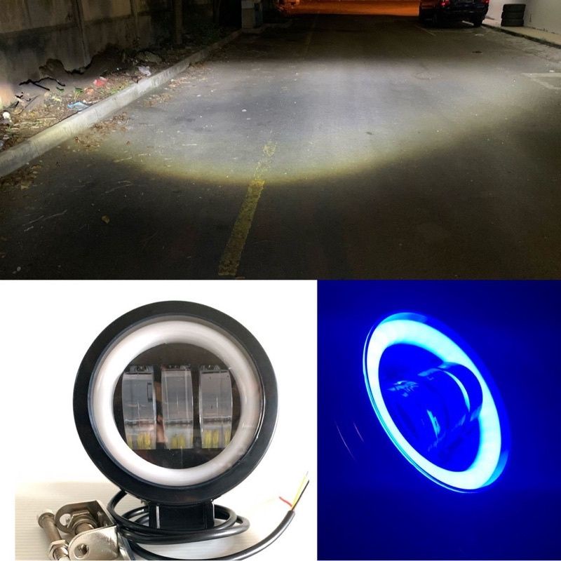 Lampu Tembak Sorot LED K30 3 Mata 30 Watt Bulat Kotak CWL Mobil Motor 4D Angel Eye Worklight universal