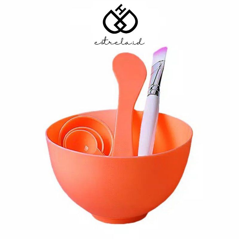Set Mangkok Masker 4-in-1 Terbuat dari Bahan Plastik Kuat dan Awet