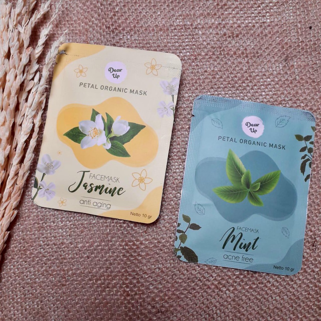 DEAR UP PETAL ORGANIC MASK BPOM TERTERA DI KEMASAN MASKER ORGANIK PETAL