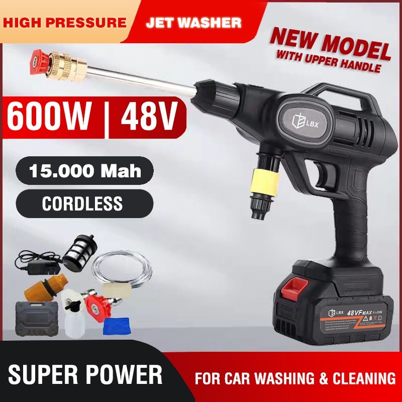 Set Alat Cuci Steam mobil Portable Jet washer water spray Gun cordless LBX 600W 48V Cuci AC Motor