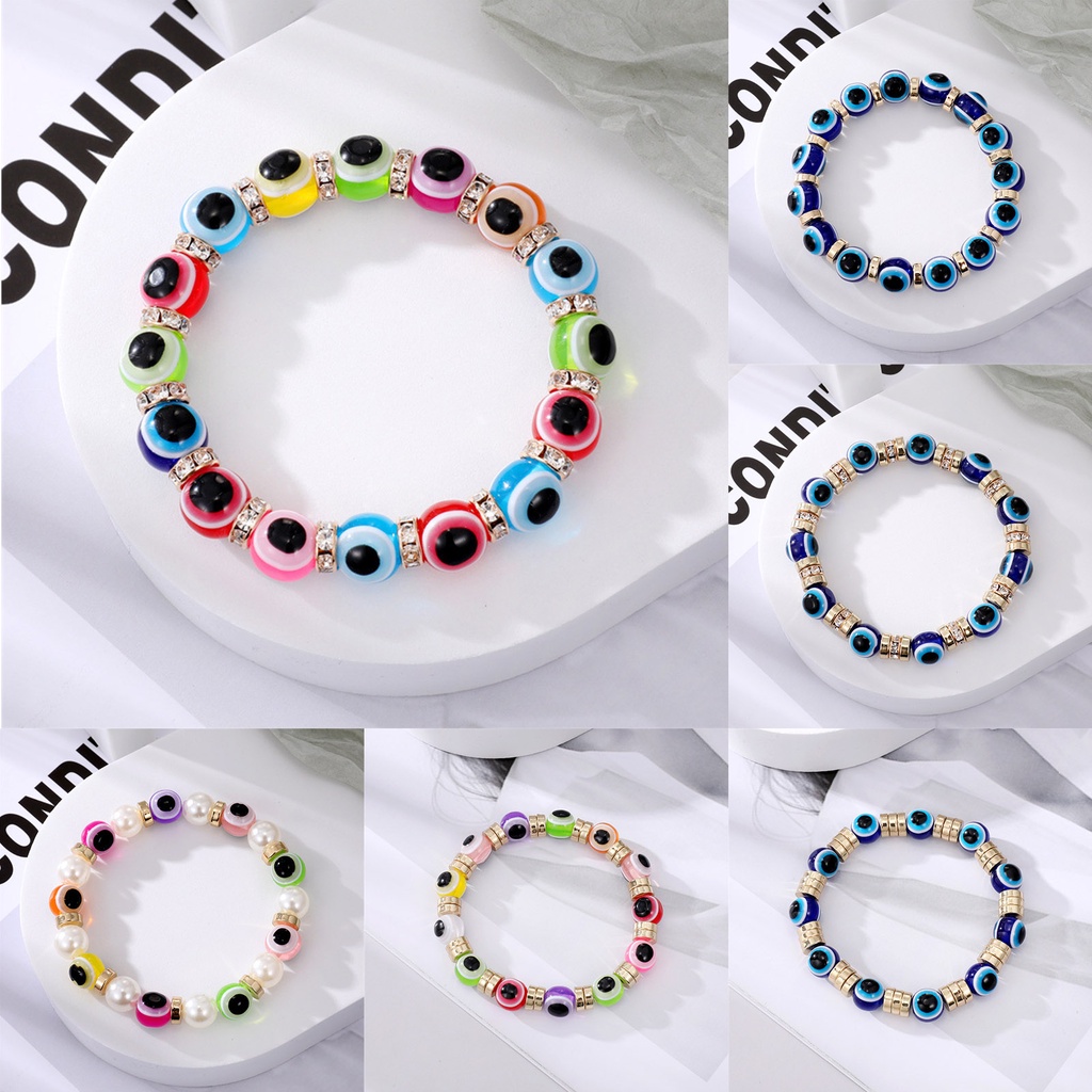 Gelang Manik-Manik Evil Eye Handmade Warna-Warni Bahan Resin Untuk Pria Dan Wanita