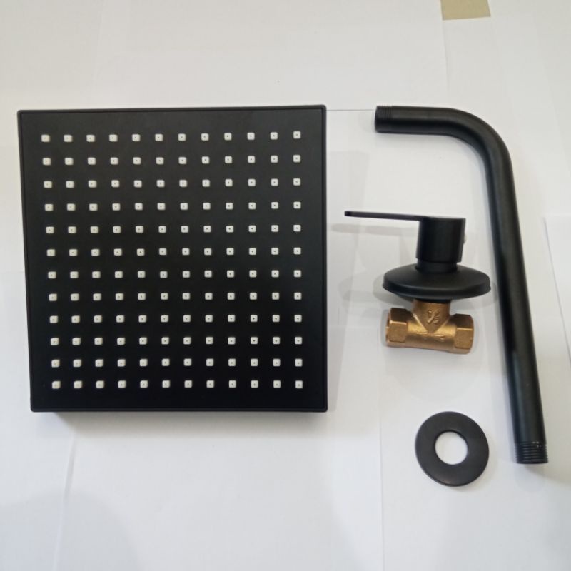 Wall Shower Tanam Black Paket Wall Shower 8&quot; Murah Lengkap